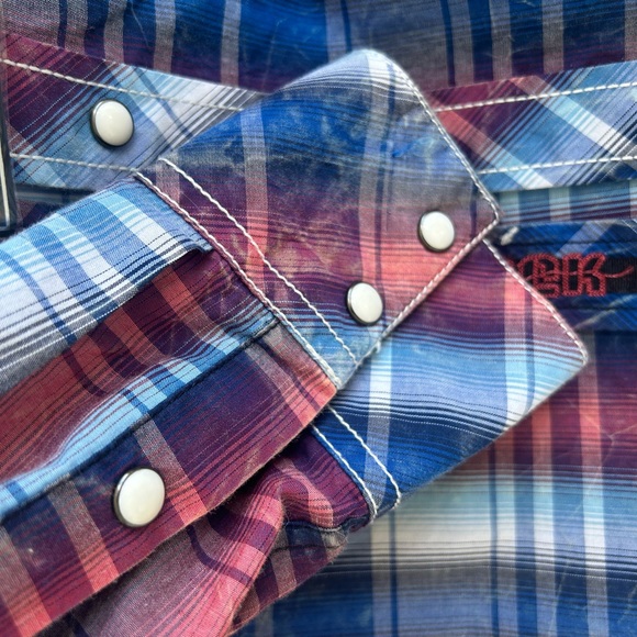 Rock and Roll Denim - Western Slim Fit Plaid Long Sleeve Snap Shirt - Picture 5 of 8